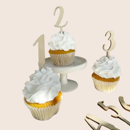 Houten Cijfer Cupcake of taarttopper