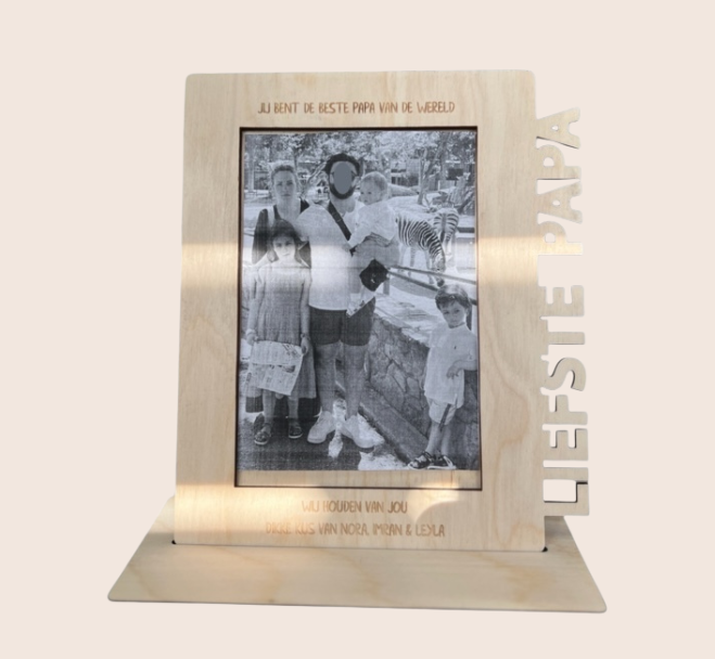 Houten fotolijst Vaderdag gepersonaliseerd met naam