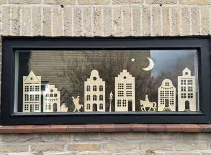 Houten Huisjes Raamdecoratie – Sinterklaas Editie