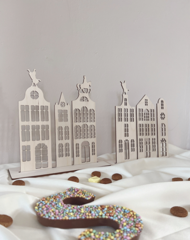 Houten Huisjes Sinterklaas & Pieten – Set van 6