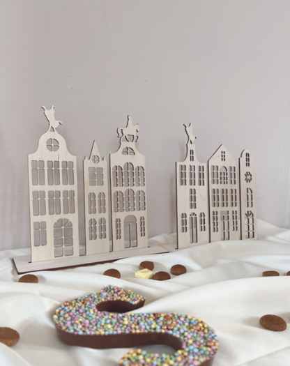 Houten Huisjes Sinterklaas & Pieten – Set van 6