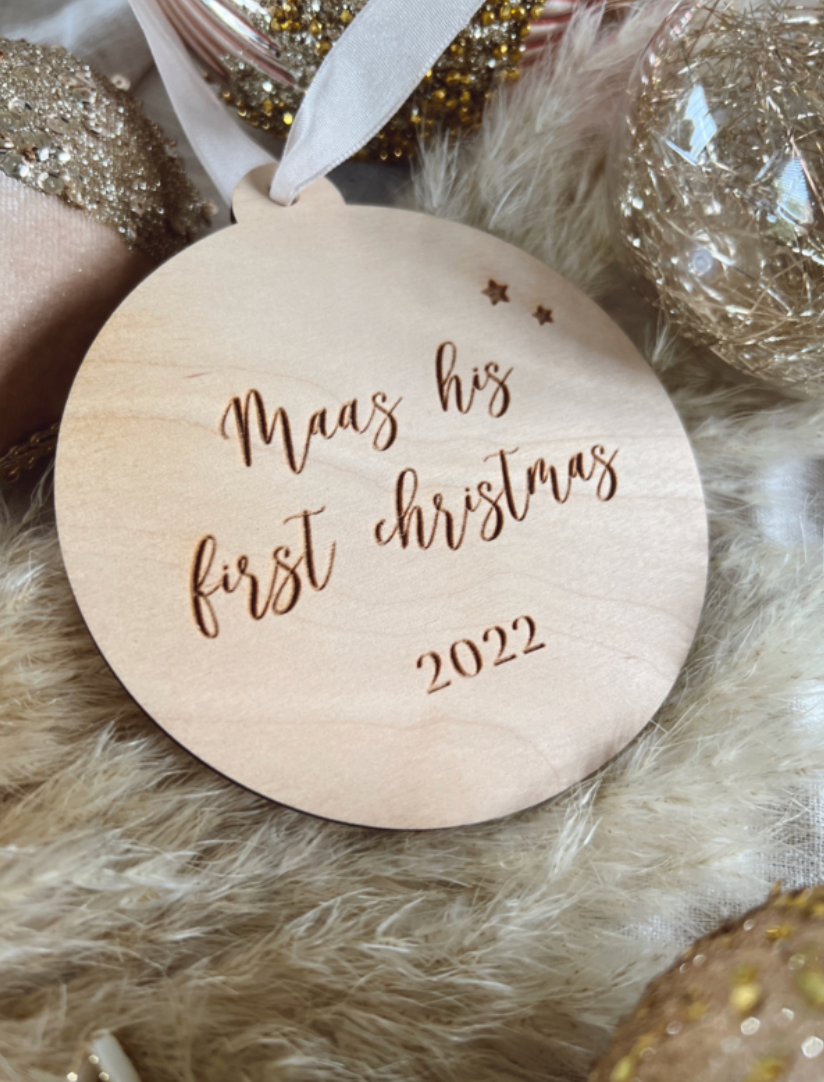 Houten Kerstbal First Christmas