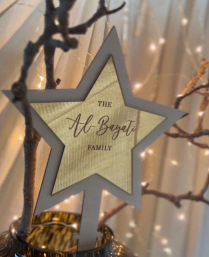Houten Kerstboom Piek met Naam