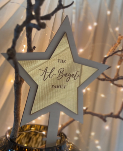 Houten Kerstboom Piek met Naam