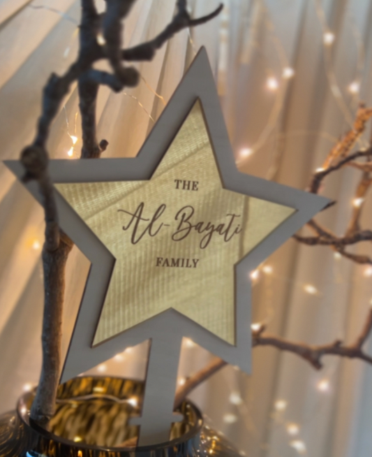 Houten Kerstboom Piek met Naam