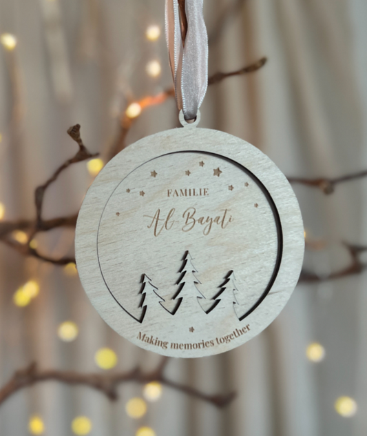 Houten Kersthanger 3D met tekst & Naam