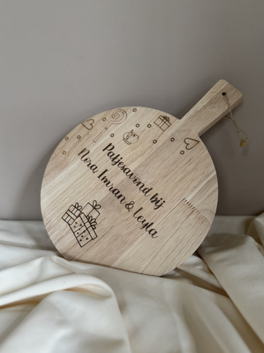 Houten Serveerplank met Sinterklaas Gravure - Aanpasbare Tekst