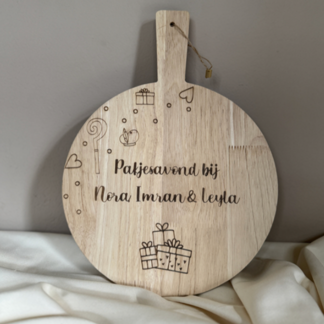 Houten Serveerplank met Sinterklaas Gravure - Aanpasbare Tekst Pakjesavond