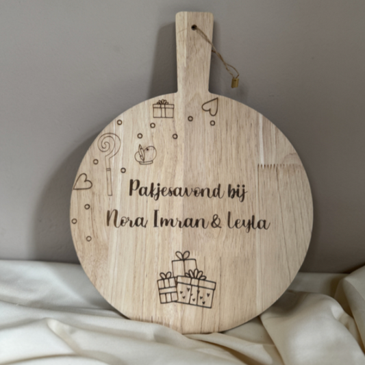 Houten Serveerplank met Sinterklaas Gravure - Aanpasbare Tekst Pakjesavond