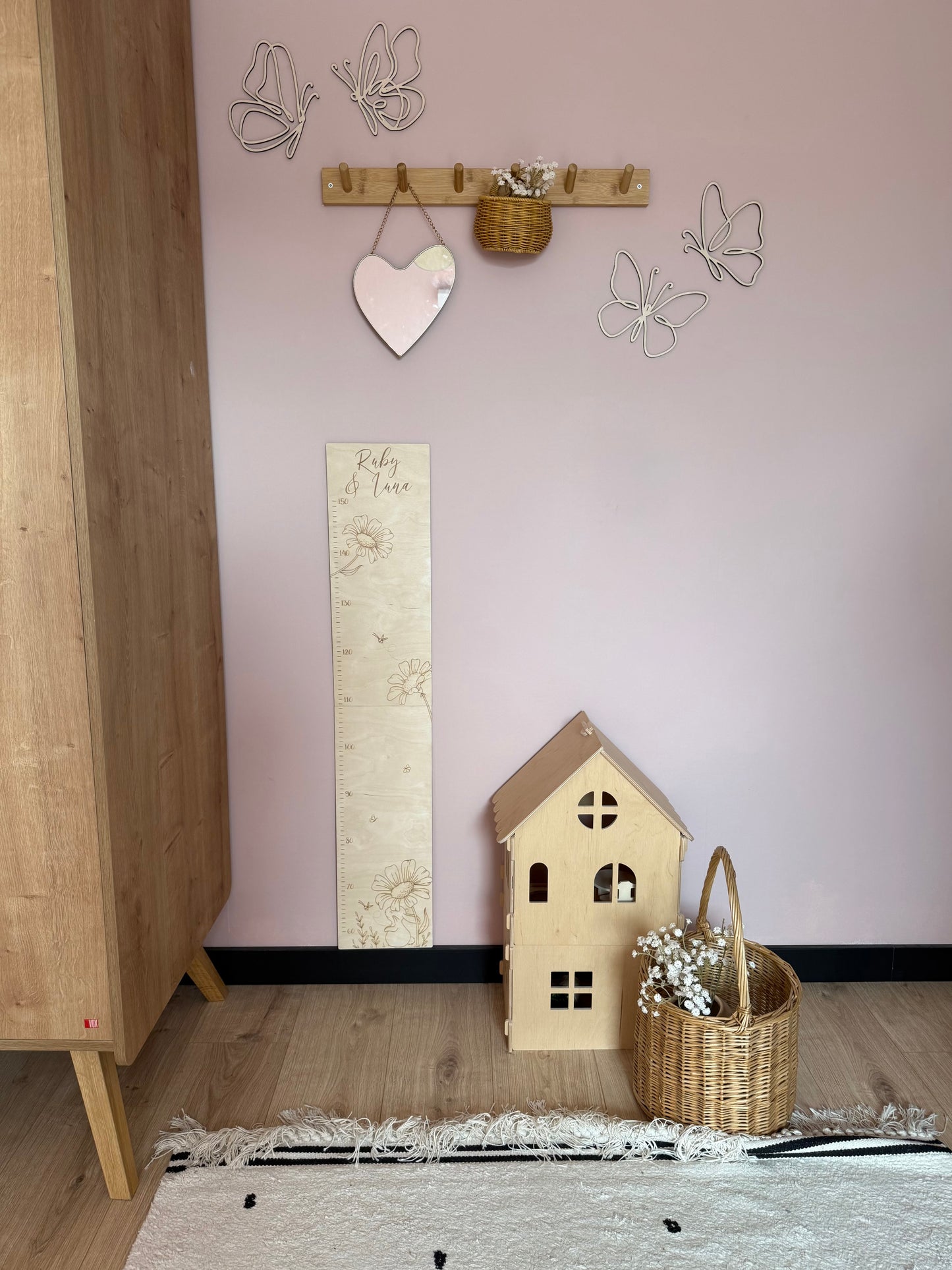 Houten Groeimeter | Konijntje & Bloemen