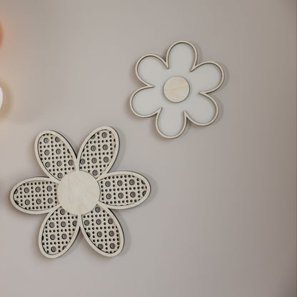 Houten Muurdecoratie Bloemen Set van 4