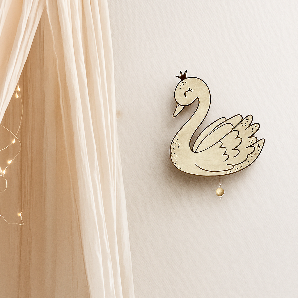 Houten Muziekdoosje Zwaan