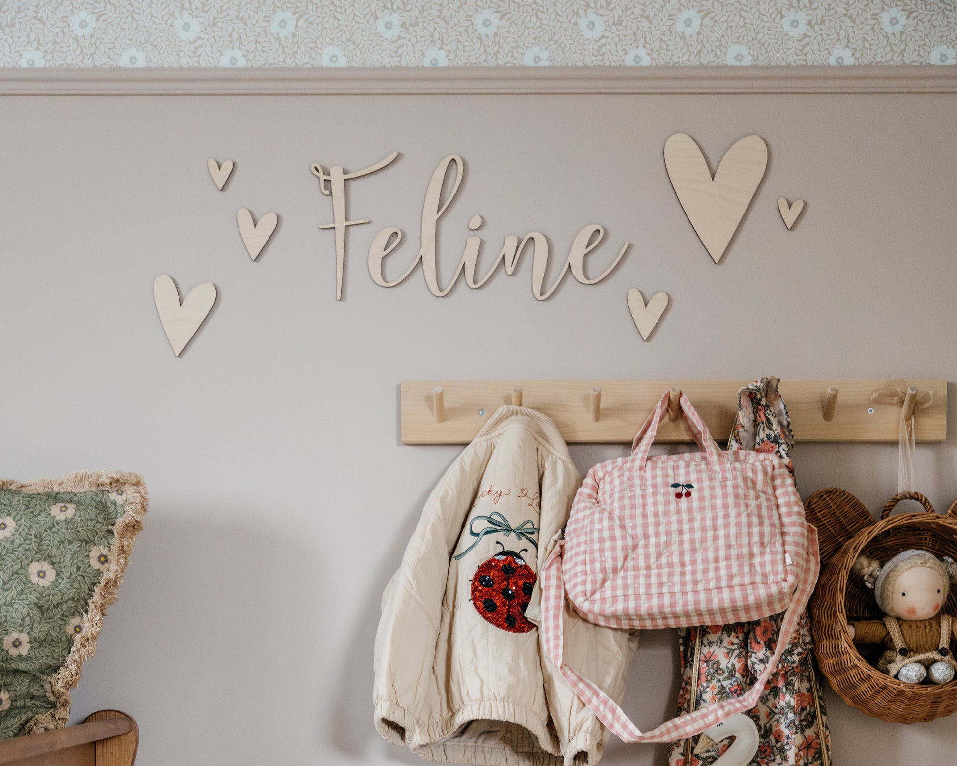 Houten Naam & Hartjes