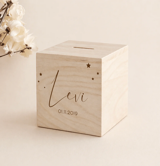 Houten Spaarpot Sterretjes