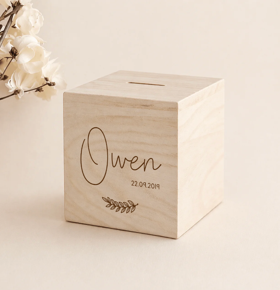 Houten Spaarpot met Takje