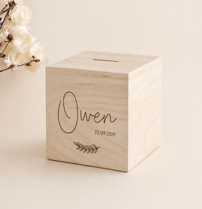Houten Spaarpot met Takje