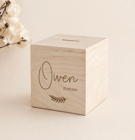 Houten Spaarpot met Takje