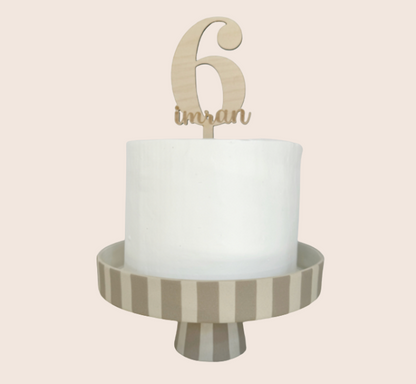 Gepersonaliseerde Houten Taarttopper | Cijfer & Naam