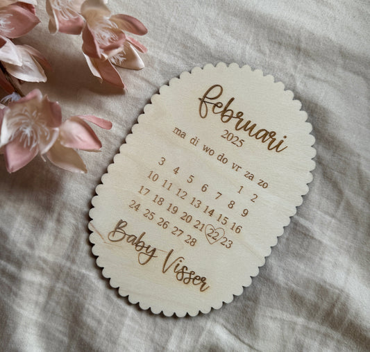 Houten Zwangerschapsaankondiging Kalender Uitgerekende Datum