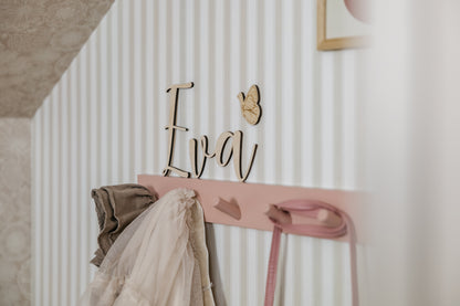 Houten naam & houten vlinder Muurdecoratie