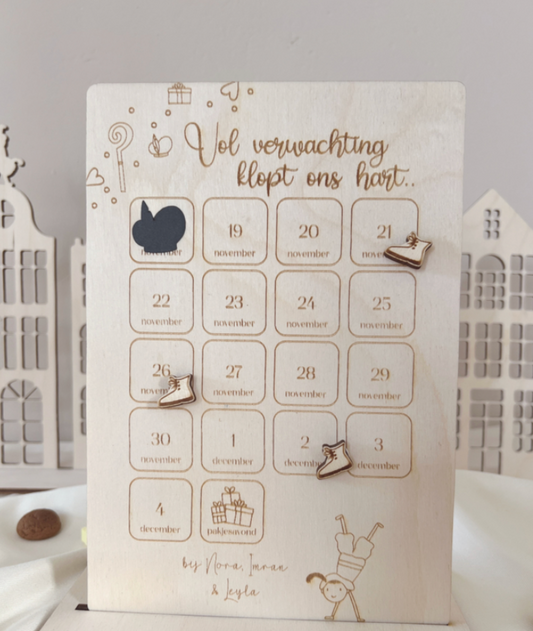 Gepersonaliseerde Houten Aftelkalender voor Sinterklaas