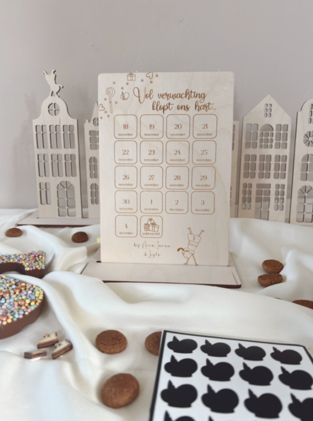 Gepersonaliseerde Houten Aftelkalender voor Sinterklaas