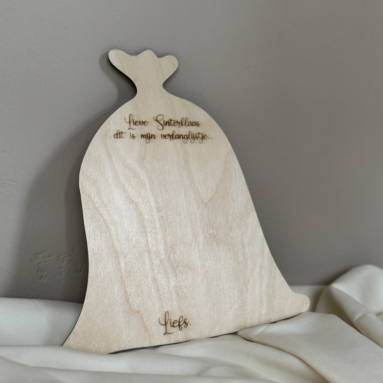 Houten Cadeauzak – Verlanglijstje voor Sinterklaas