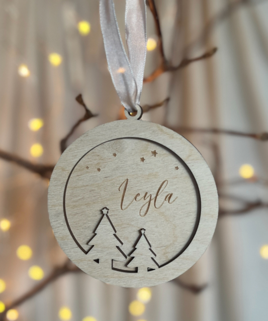 Houten kersthanger 3D met naam Kerstbomen