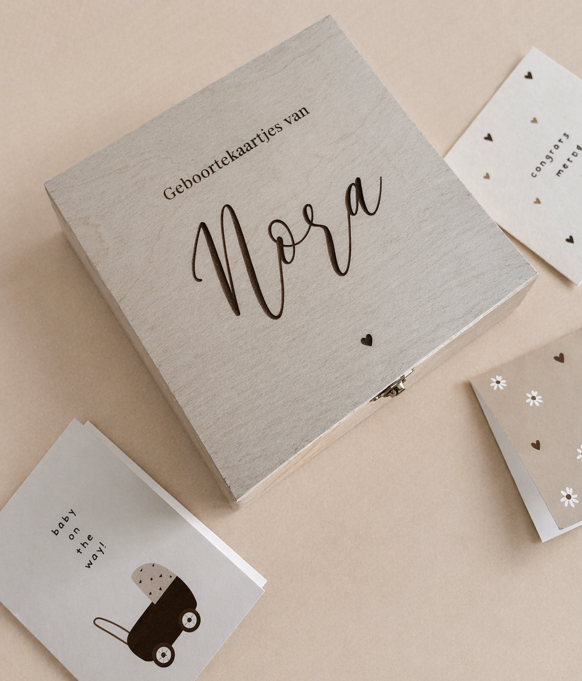 Houten Bewaarkistje Geboortekaartjes & Meer