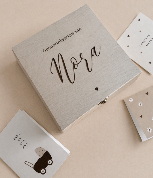 Houten Bewaarkistje Geboortekaartjes & Meer