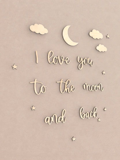 Houten Tekst | I Love you to the moon and back