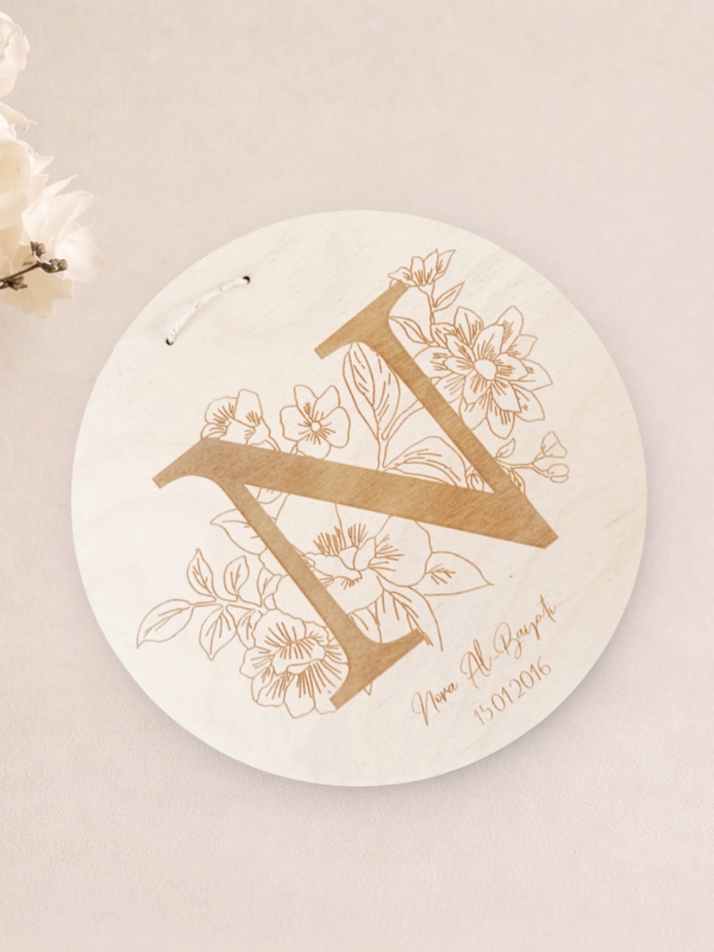 Houten Naambord Bloemen