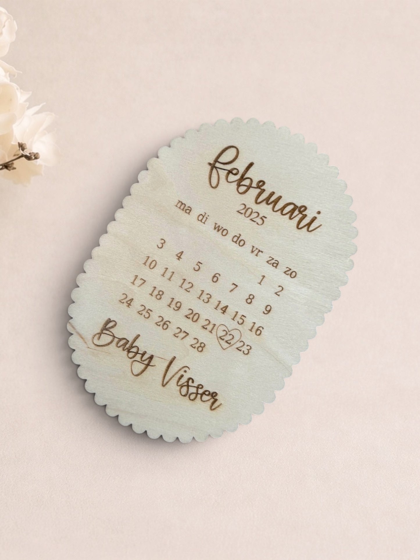 Houten Zwangerschapsaankondiging Kalender Uitgerekende Datum