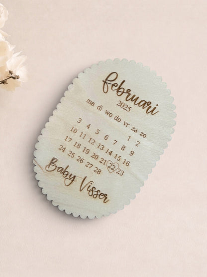 Houten Zwangerschapsaankondiging Kalender Uitgerekende Datum