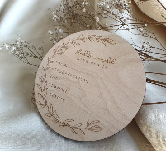 Invulbordje Geboortegegevens Krans