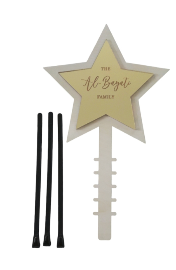 Kerstboom Piek – Dubbele Ster met Familienaam complete set
