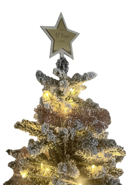 Gepersonaliseerde Kerstboom Piek – Dubbele Ster met Familienaam 
