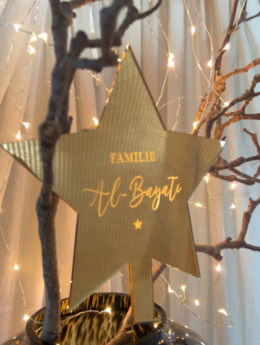 Kerstpiek van Goud Gepersonaliseerd met Familienaam