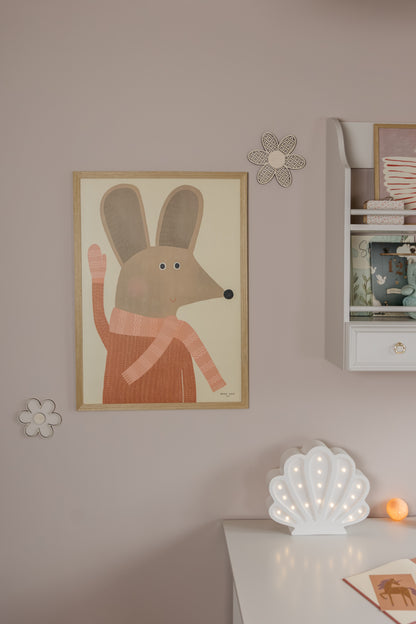 Houten Muurdecoratie Bloemen Set van 4