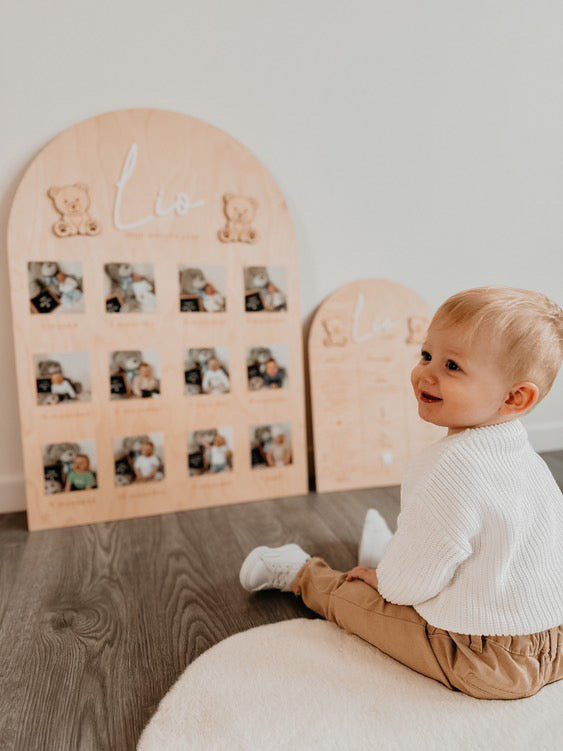 Houten Fotobord – Eerste Jaar met Beren Thema