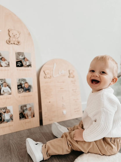 Houten Fotobord – Eerste Jaar met Beren Thema