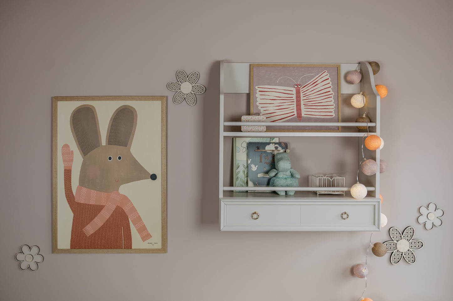 Meisjeskamer Babykamer Houten Muurdecoratie Bloemen Set van 4