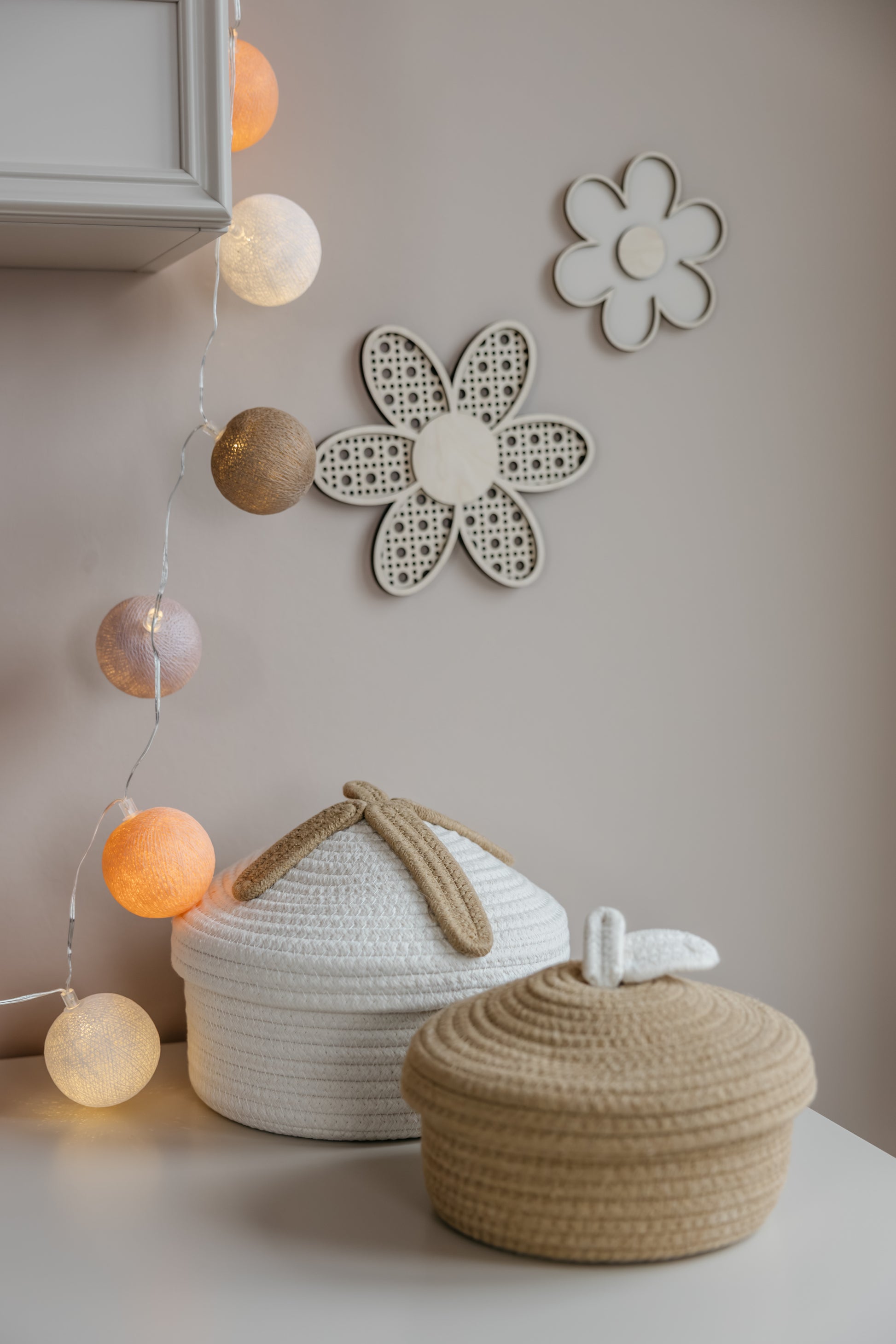 Meisjeskamer Houten Muurdecoratie Bloemen Set van 4