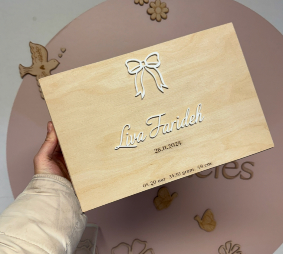 Memorybox 3D Naam & Strik