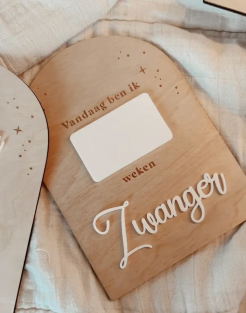 Houten Zwangerschaps Mijlpaalbord met Whiteboard