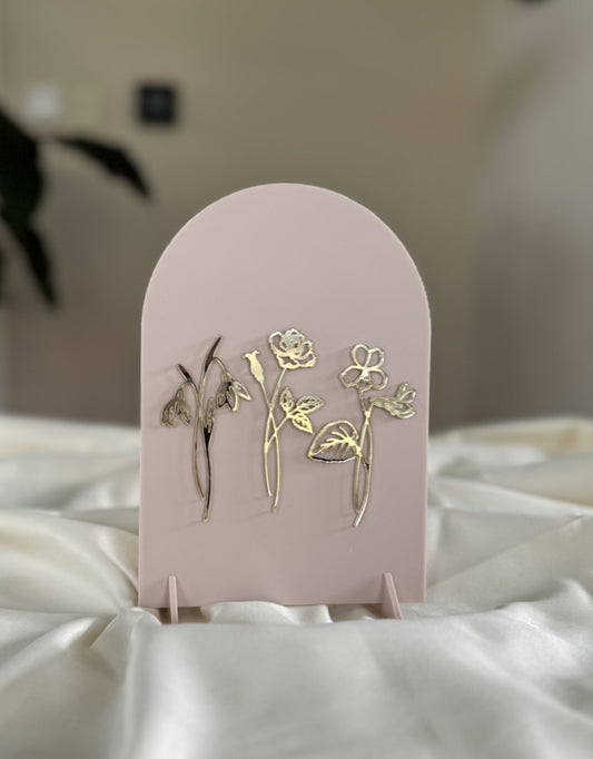 Gepersonaliseerd Bordje met Geboortebloemen – Moederdag Cadeau