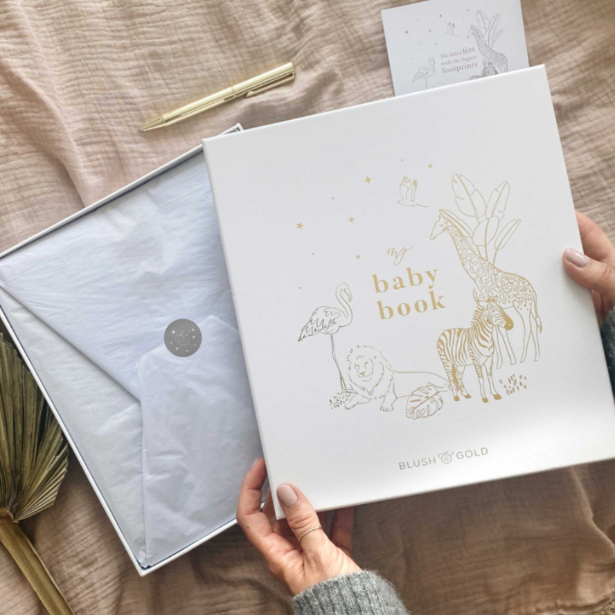 Invulboek My Baby Book Safari Met Cadeaubox | Blush and Gold