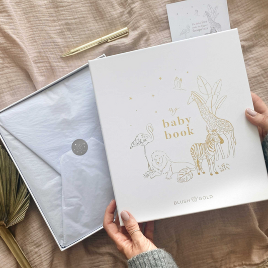 Invulboek My Baby Book Safari Met Cadeaubox | Blush and Gold