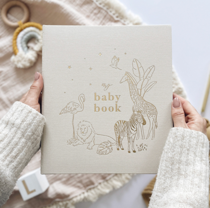 Invulboek My Baby Book Safari Met Cadeaubox | Blush and Gold