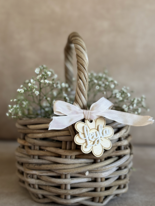 Paastak Hanger Houten Bloemetje met 3D Naam